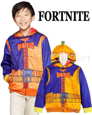New! Boys Fortnite Beef Boss Cosplay Hoodie Zip Front Sweatshirt!