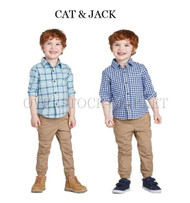 NEW! TODDLER BOYS CAT & JACK LONG SLEEVE WOVEN BUTTON DOWN SHIRT!