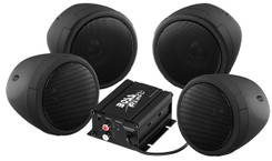 BOSS AUDIO MCBK470B Black 1000 watt Motorcycle/ATV Sound System with Bluetooth Audio Streaming, Two Pairs of 3 Inch Weather Proof Speakers, Aux Input and Volume Control