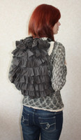 CIH070G -  Gray Ruffle Cinch Back Pack