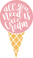 All you Need is Ice Cream Red Rubber Stamp