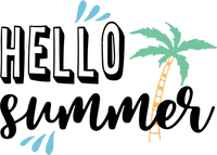 Hello Summer Red Rubber Stamp