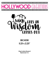 Wine Goes In Wisdom Comes Out Red Rubber Stamp