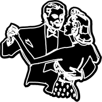 Dancing Couple Red Rubber Stamp