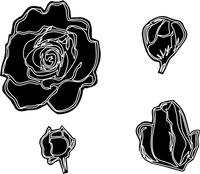 Group of Rose I Red Rubber Stamp