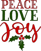 Peace Love Joy Red Rubber Stamp