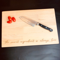 Butcher Block Cutting Board "The Secret Ingredient is Always Love" -15" x 10" x x1.5"