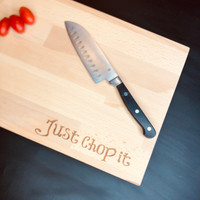 Butcher Block Cutting Board "Just Chop It" -15" x 10" x 1.5"