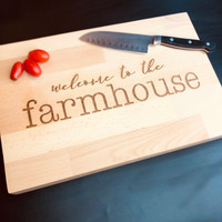 Butcher Block Cutting Board "Welcome to the Farmhouse" 15" x 10" x 1.5"