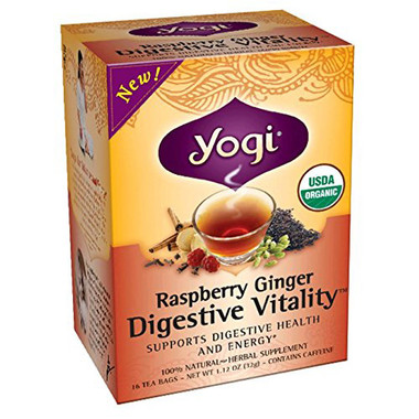 Yogi Tea Organic Raspberry Ginger Digestive Vitality 16 Bags (1 Case)
