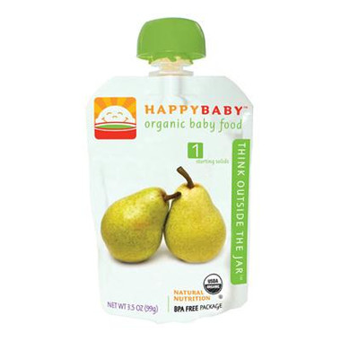 Happy Baby Organic Stage 1 Pouch Foods Pears (16x3.5 Oz)