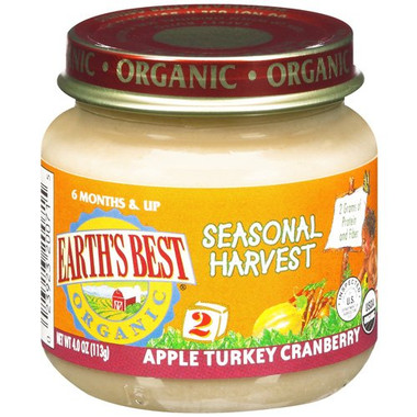 Earth's Best Baby Foods Og2 Baby Apple Turkey Cranberry (12x4Oz)