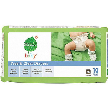 Seventh Generation Baby Diapers Newborn to 10 (4x36 CT)