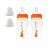 Thinkbaby Baby Bottle with Stage A Nipple (0-6 Months) Twin Pack 9Oz