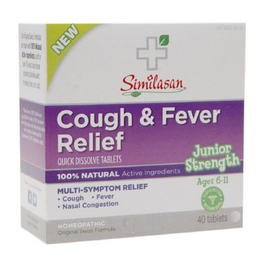 Similasan Cough and Fever Relief Junior Strength Ages 6 to 11 (1x40 Tabs)