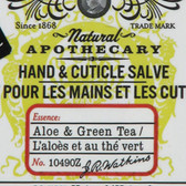 J.R. Watkins Hand and Cuticle Salve Aloe and Green Tea 2.1 Oz