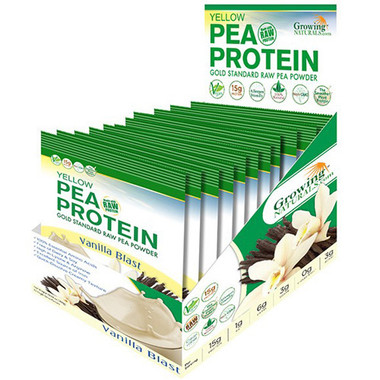 Growing Naturals Pea Protein Powder Vanilla Blast S-Serve Packet .9 Oz (12 Pack)