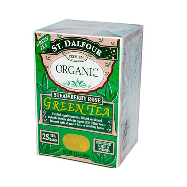 St Dalfour Organic Strawberry Rose Green Tea Strawberry Rose (6x25 Tea Bags)