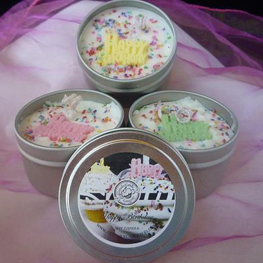 Happy Birthday Soy Cupcake Candle Tin