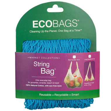 ECOBAGS Market Collection String Bags Long Handle Caribbean Blue (1 Bag)