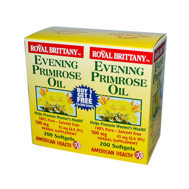 American Health Royal Brittany Evening Primrose Oil 500 mg 2 Bottles of (200 Sofgels)