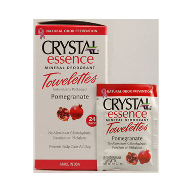 Crystal Essence Mineral Deodorant Towelettes Pomegranate (1x24 Towelettes)