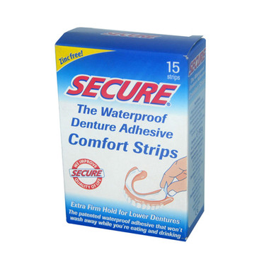 SECURE Denture Adhesive Comfort Strips (15 Strips)