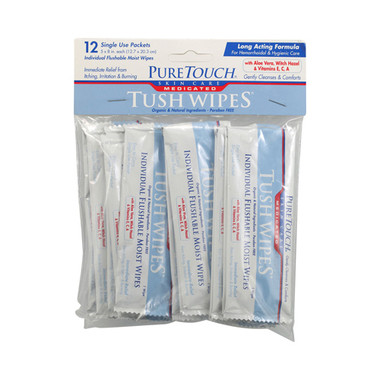 Puretouch Skin Care Medicated Tush Wipes 12 Packets