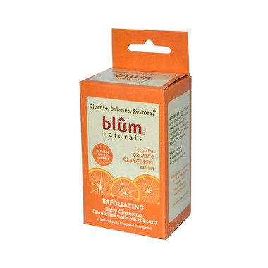 Blum Naturals Exfoliating Daily Cleansing Towelettes with Microbeads (10 Towelettes)