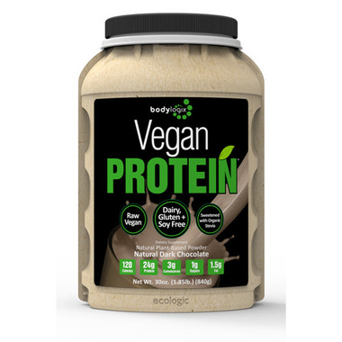 Bodylogix Protein Powder Vegan Plant Based Dark Chocolate (1x1.85Lb)