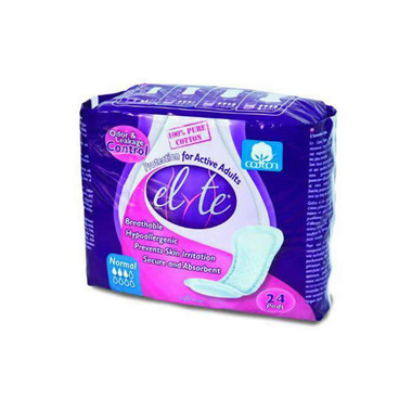 Elyte Light Cotton Incontinence Pads Normal  (24 Count)