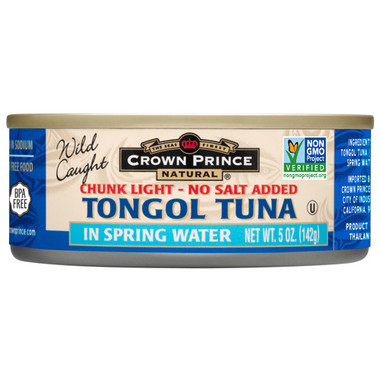 Crown Prince Tongol Tuna In Water No Salt (12x5Oz)