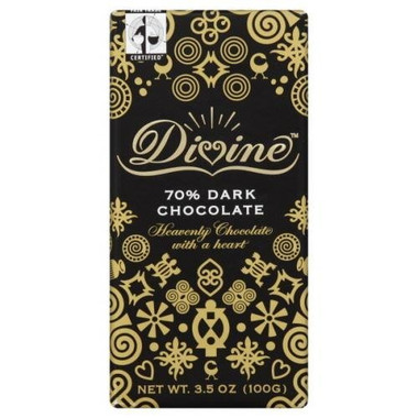 Divine Chocolate 70% Cocoa Dark Chocolate Bar (10x3.5Oz)