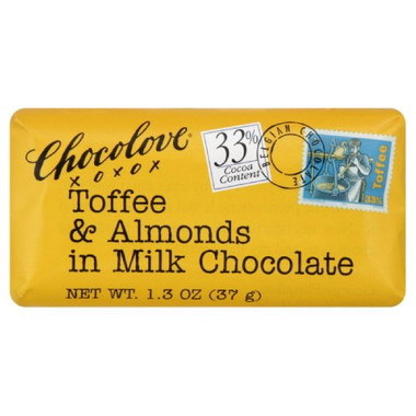 Chocolove Milk Chocolate Toffee & Almond Mini Bar (12x1.3 Oz)