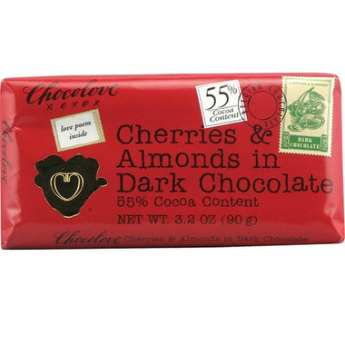 Chocolove Dark Chocolate Bar Cherry & Almond (12x3.2 Oz)
