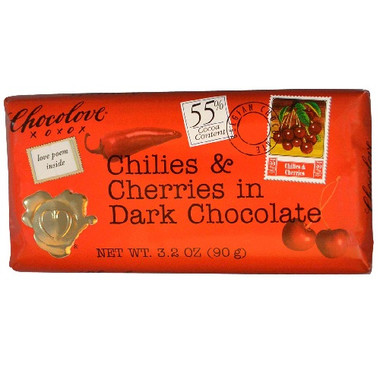 Chocolove Dark Chilies & Cherry Bar (12x3.2 Oz)