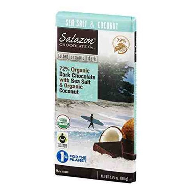 Salazon Chocolate Co Dark Chocolate wxSea SaltxCoconut (12x2.75 OZ)