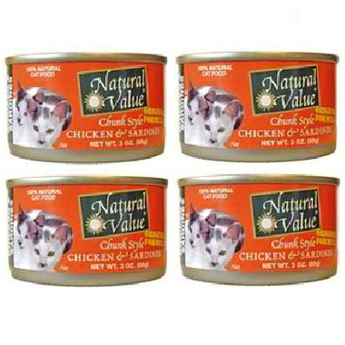 Natural Value Chikn/Srdine Cat Food (24x3OZ )