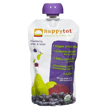 Happy Tots Pouches, Blueberry Pear & Beets (4x4x4.22 OZ)