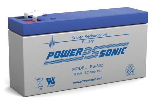 Power-sonic PS-832 Battery - 8 Volt 3.2 Amp Hour Sealed Lead Acid