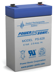Power-sonic PS-628 Battery - 6 Volt 2.9 Amp Hour