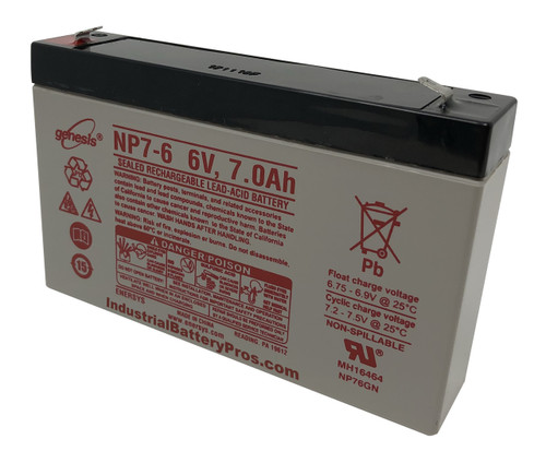 Genesis NP7-6 Battery - 6V 7.0 AH by Enersys, Yuasa