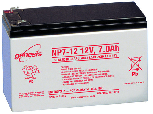 Genesis NP7-12 Battery - 12 Volt 7.0AH Enersys, Yuasa .187" Terminals