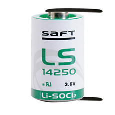 Saft LS14250 ST Battery 3.6V 1200mAh Lithium 1/2AA w/Solder Tabs