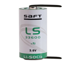 Saft LS33600 CN Battery D Cell Lithium - Solder Tabs