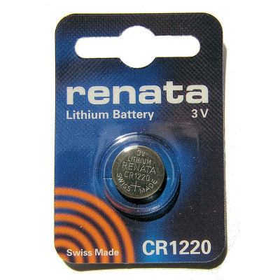 CR1220  CR-1220, Renata 3 Volt, 36mAh Lithium Coin Cell Battery