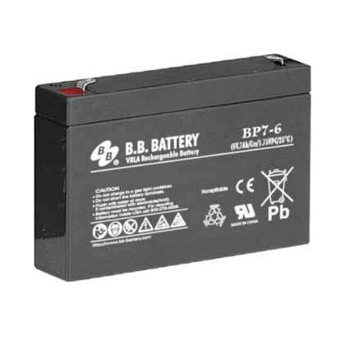 B.B. Battery BP7-6 - 6V 7Ah AGM - VRLA Rechargeable