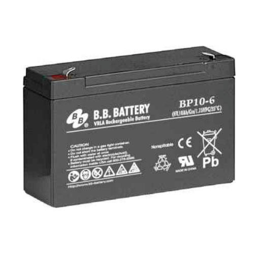 B.B. Battery BP10-6 (.250") - 6V 10Ah AGM - VRLA Rechargeable