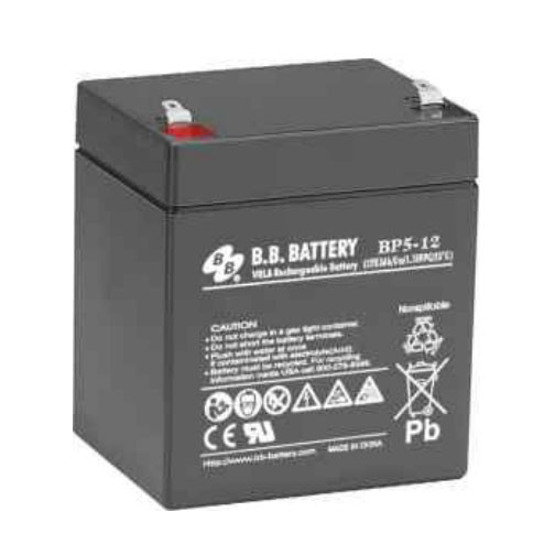 B.B. Battery BP5-12 (.250") - 12V 5Ah AGM - VRLA Rechargeable