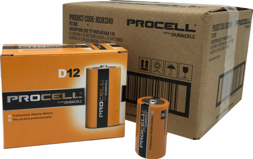 Duracell Industrial D Cell Batteries - LR20 - ID1300 - Case of 72